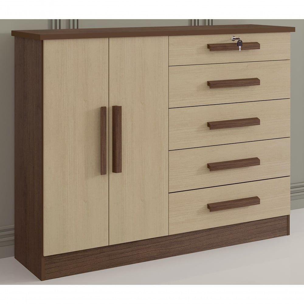 Cômoda New Athos 5 Gavetas Com Sapateira D Doro Castanho/linho - 4