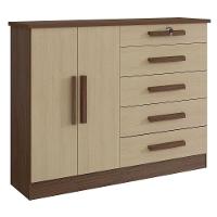 Cômoda New Athos 5 Gavetas Com Sapateira D Doro Castanho/linho - 1