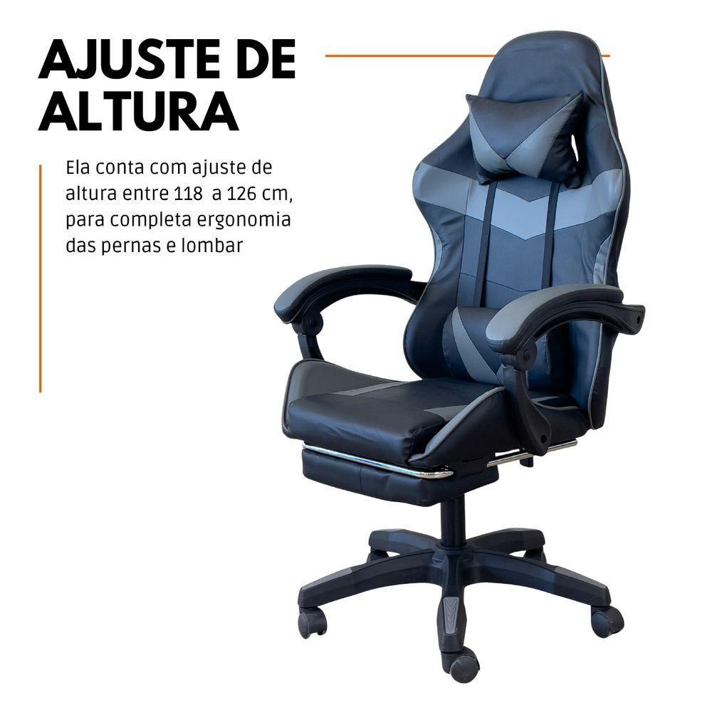 Cadeira Gamer Stillus Ergonômica Com Apoio Para Os Pés - Cinza - 4