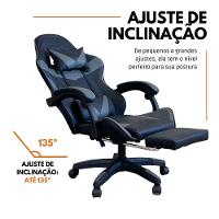 Cadeira Gamer Stillus Ergonômica Com Apoio Para Os Pés - Cinza - 3
