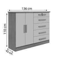 Cômoda New Athos 5 Gavetas Com Sapateira D Doro Branco - 2