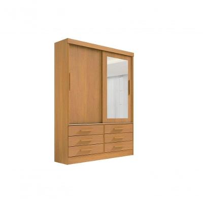 Guarda Roupa Casal Meridian Com Espelho 2 Portas 6 Gavetas Com Pés - D Doro
