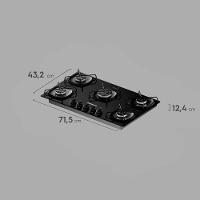 Cooktop 5 Bocas A Gás Continental Mesa De Vidro Preto Com Acendimento Automático KC5GR Bivolt - 2