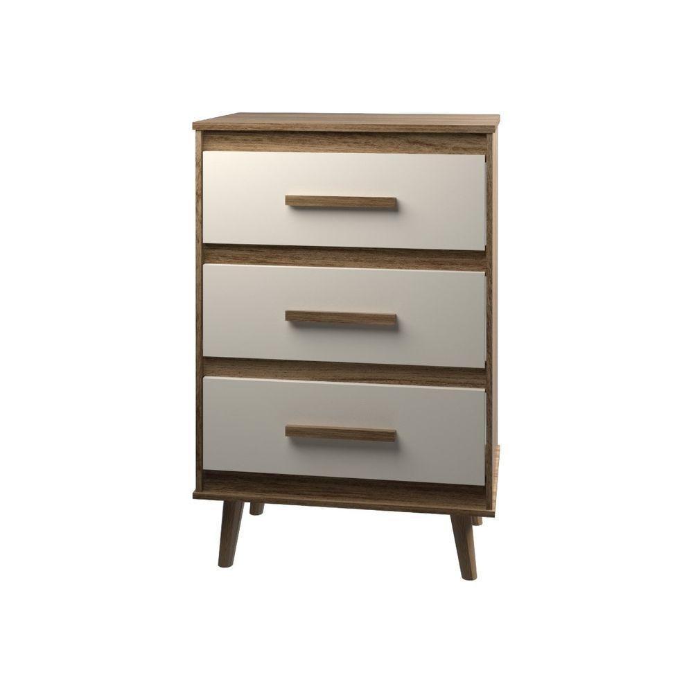 Cômoda Maya 3 Gavetas Com Puxadores E Pés Retro Design Moderno Quarto Savana Mobília Decor - 1