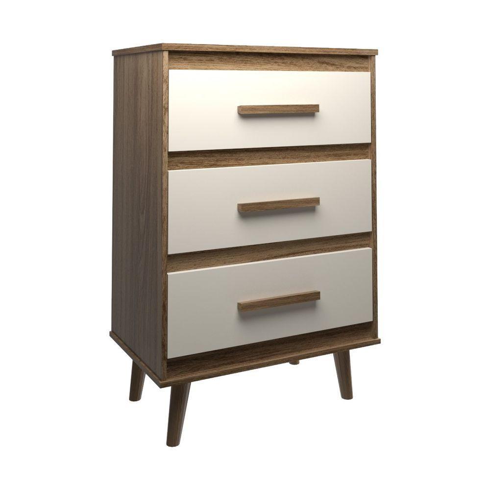 Cômoda Maya 3 Gavetas Com Puxadores E Pés Retro Design Moderno Quarto Savana Mobília Decor - 2