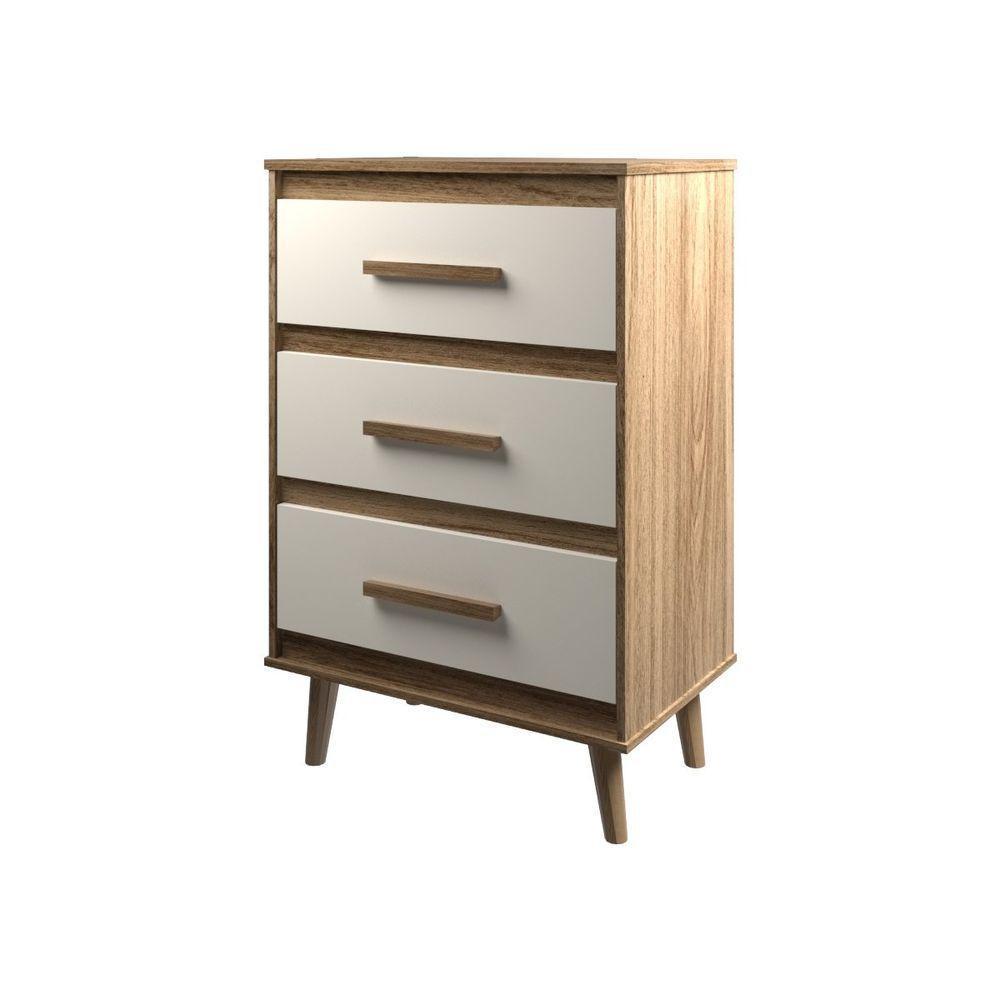 Cômoda Maya 3 Gavetas Com Puxadores E Pés Retro Design Moderno Quarto Savana Mobília Decor - 3
