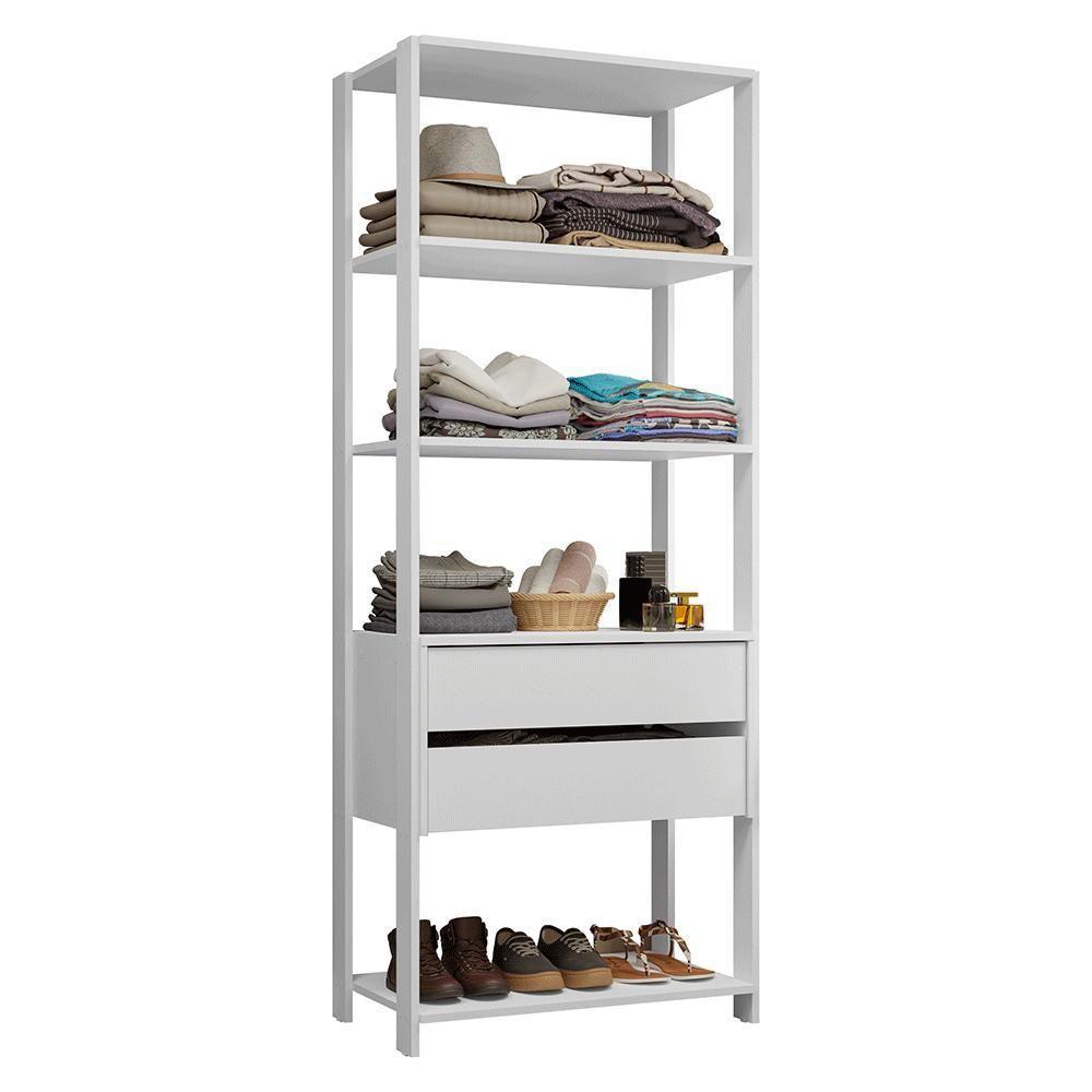 Guarda-roupa Closet Modulado 2 Gavetas 4 Prateleiras 70cm Valencia Madesa Branco - 2
