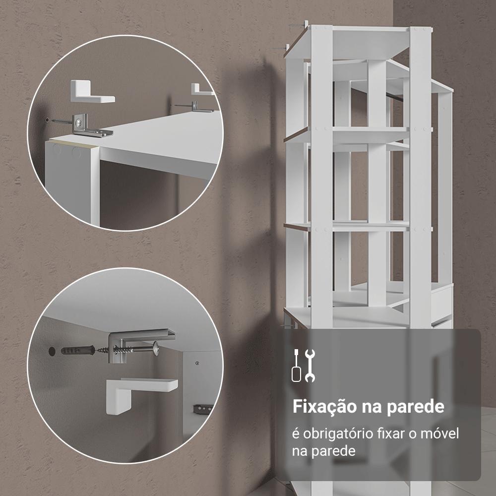 Guarda-roupa Closet Modulado 2 Gavetas 4 Prateleiras 70cm Valencia Madesa Branco - 6
