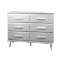 Cômoda 6 Gavetas Maya Com Puxadores E Pés Retro Design Moderno Quarto Branco Mobília Decor - 1
