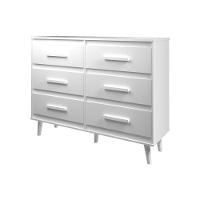 Cômoda 6 Gavetas Maya Com Puxadores E Pés Retro Design Moderno Quarto Branco Mobília Decor - 2