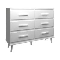 Cômoda 6 Gavetas Maya Com Puxadores E Pés Retro Design Moderno Quarto Branco Mobília Decor - 3