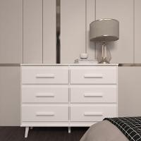 Cômoda 6 Gavetas Maya Com Puxadores E Pés Retro Design Moderno Quarto Branco Mobília Decor - 5
