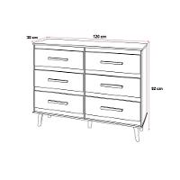 Cômoda 6 Gavetas Maya Com Puxadores E Pés Retro Design Moderno Quarto Branco Mobília Decor - 6