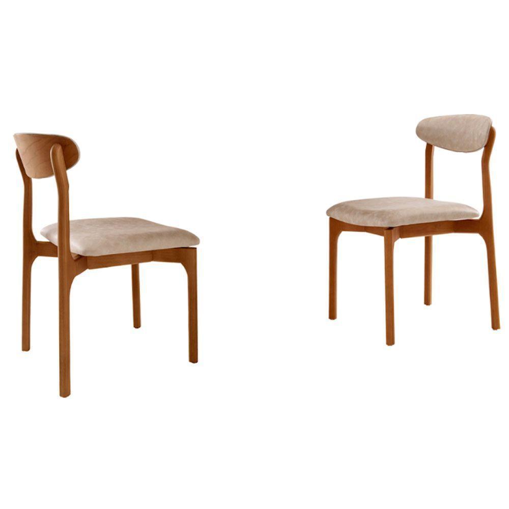 Conjunto Com 2 Cadeiras Noronha Moderna Mobília Milano Cinamomo Imbuia - 1