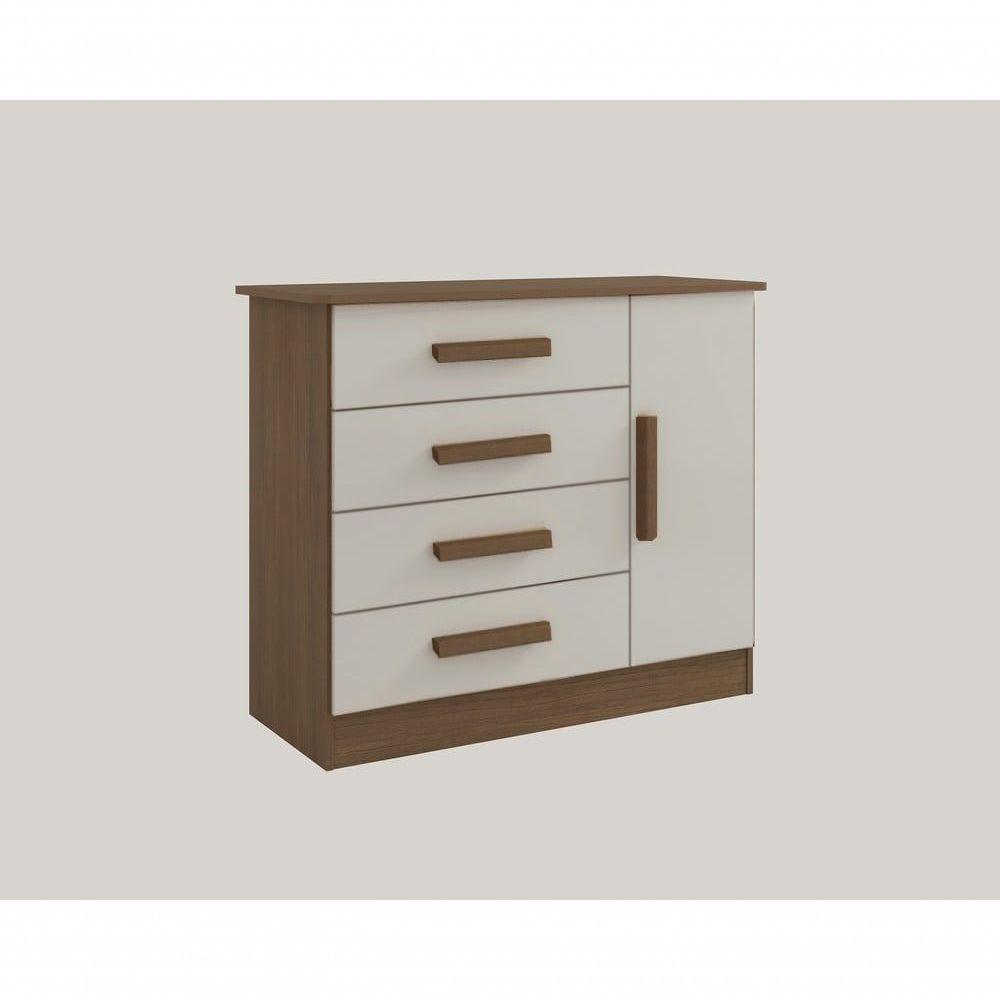 Cômoda Firenze 4 Gavetas 1 Porta C/sapateira - D Doro Castanho/off White - 1