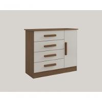 Cômoda Firenze 4 Gavetas 1 Porta C/sapateira - D Doro Castanho/off White - 1