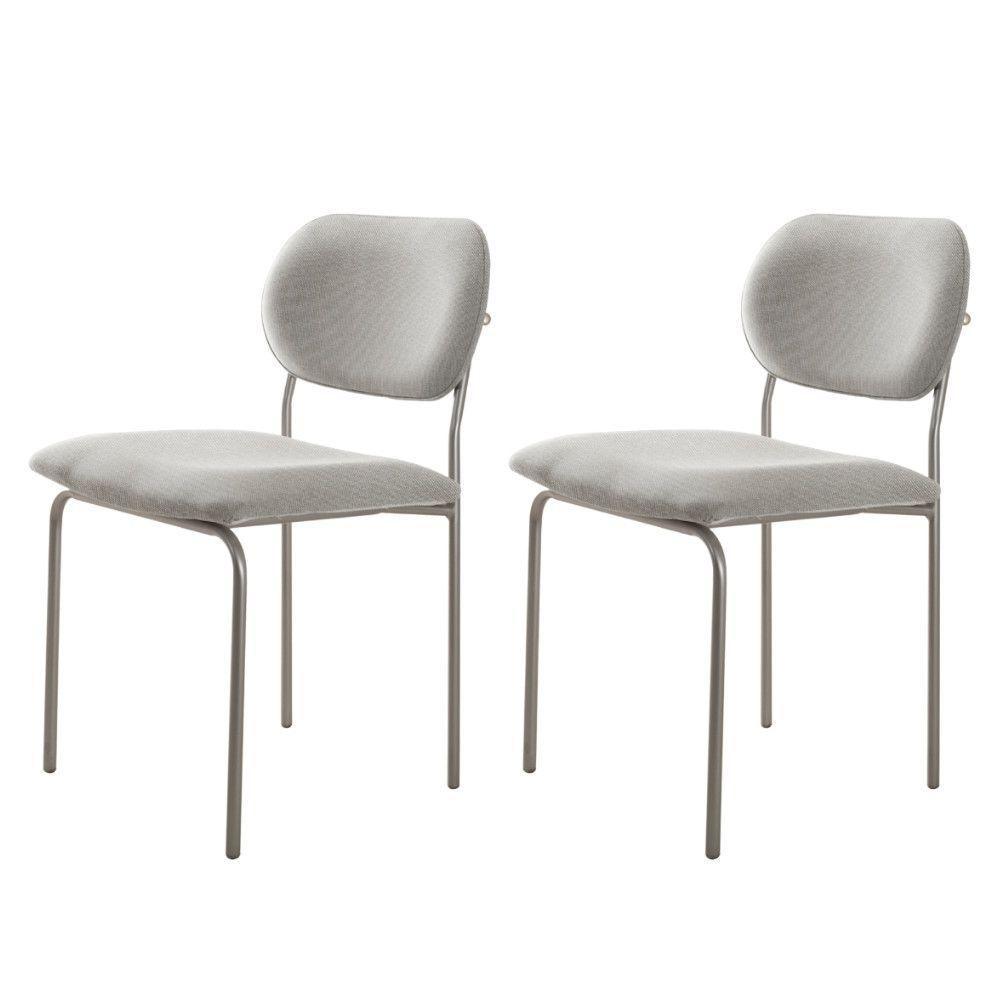 Conjunto Com 2 Cadeiras Metal Marchezine Moderna Mobilia Luna Prata - 1