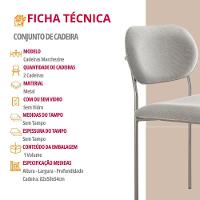 Conjunto Com 2 Cadeiras Metal Marchezine Moderna Mobilia Luna Prata - 5