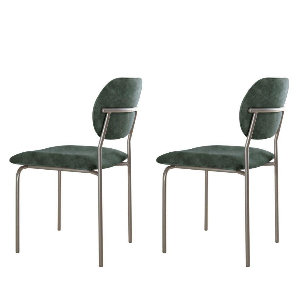 Conjunto Com 2 Cadeiras Metal Marchezine Moderna Mobilia Jade Prata - 2