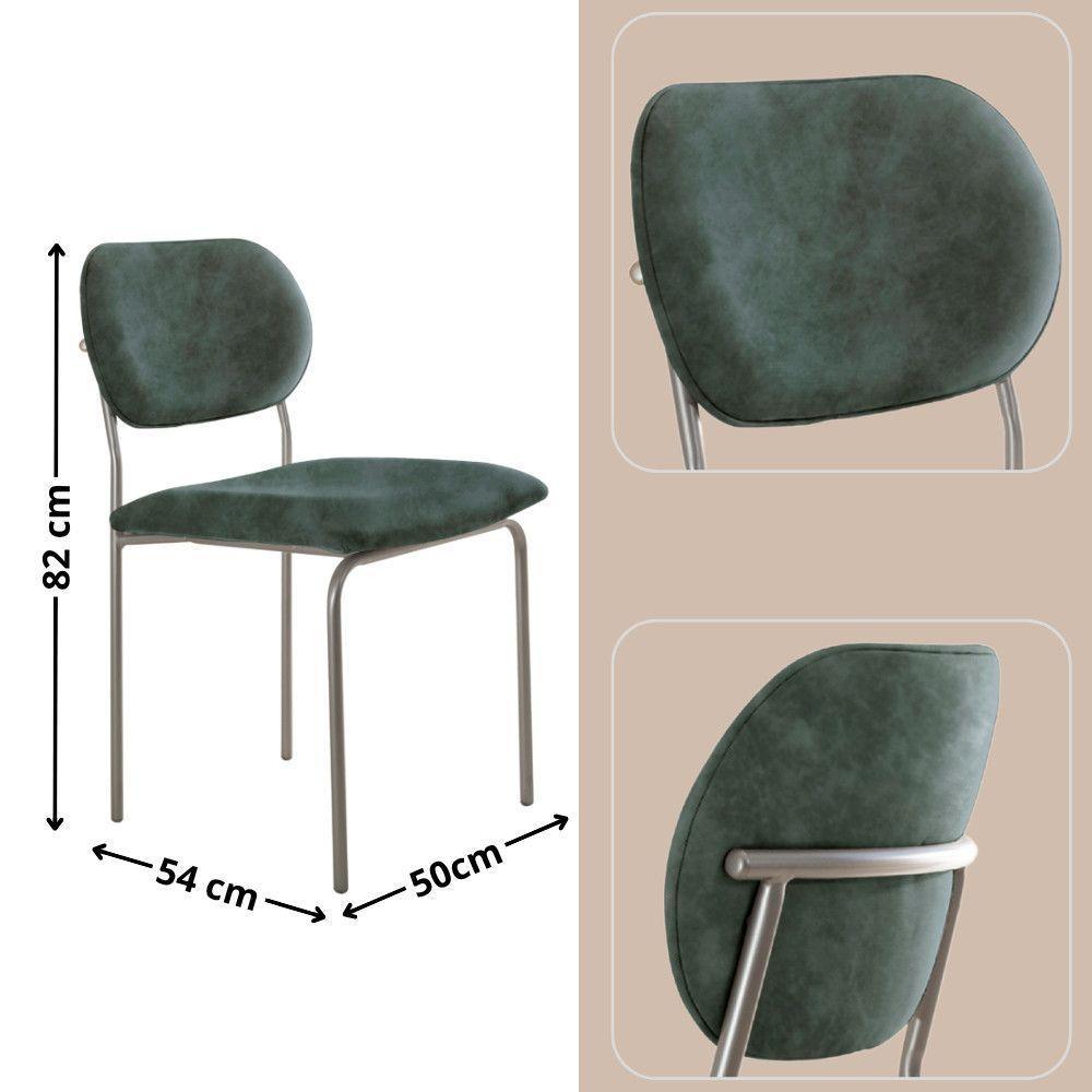 Conjunto Com 2 Cadeiras Metal Marchezine Moderna Mobilia Jade Prata - 3