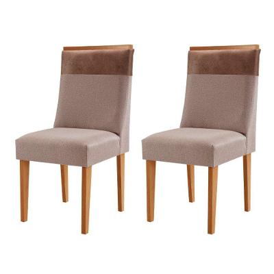 Conjunto Com 2 Cadeiras Mdf Andes Para Sala D/jantar Moderna Linho Capuccino / Tork / Naturale
