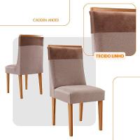 Conjunto Com 2 Cadeiras Mdf Andes Para Sala D/jantar Moderna Linho Capuccino / Tork / Naturale - 2