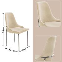 Conjunto Com 2 Cadeiras Metal Vicenza Moderna Mobilia Linho Off White Prata - 3