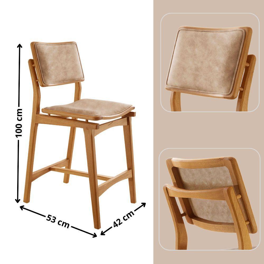 Conjunto Com 2 Banquetas Eva Moderna Milano Imbuia Natural - 2