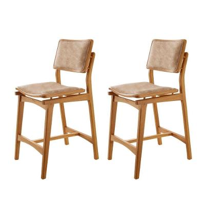 Conjunto Com 2 Banquetas Eva Moderna Milano Imbuia Natural