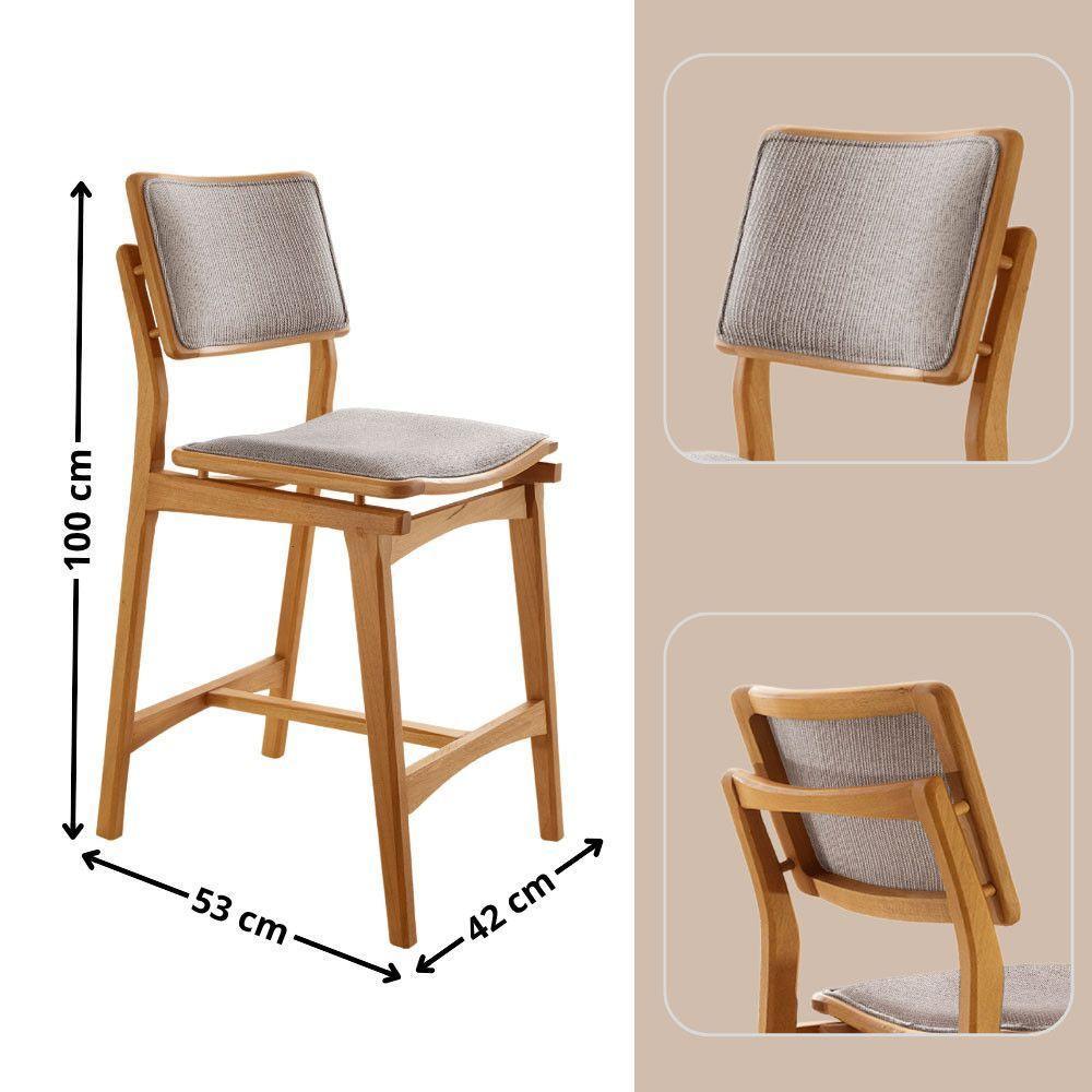 Conjunto Com 2 Banquetas Eva Moderna Brisa Imbuia Natural. - 2