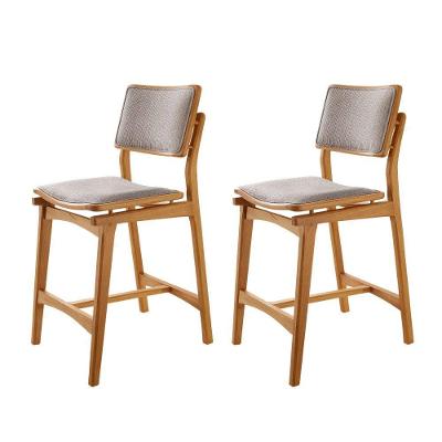 Conjunto Com 2 Banquetas Eva Moderna Brisa Imbuia Natural.