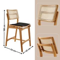 Conjunto Com 2 Banquetas Eva Premium Linho Preto Imbuia Natural - 2