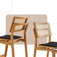 Conjunto Com 2 Banquetas Eva Premium Linho Preto Imbuia Natural - 3