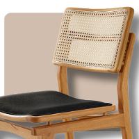 Conjunto Com 2 Banquetas Eva Premium Linho Preto Imbuia Natural