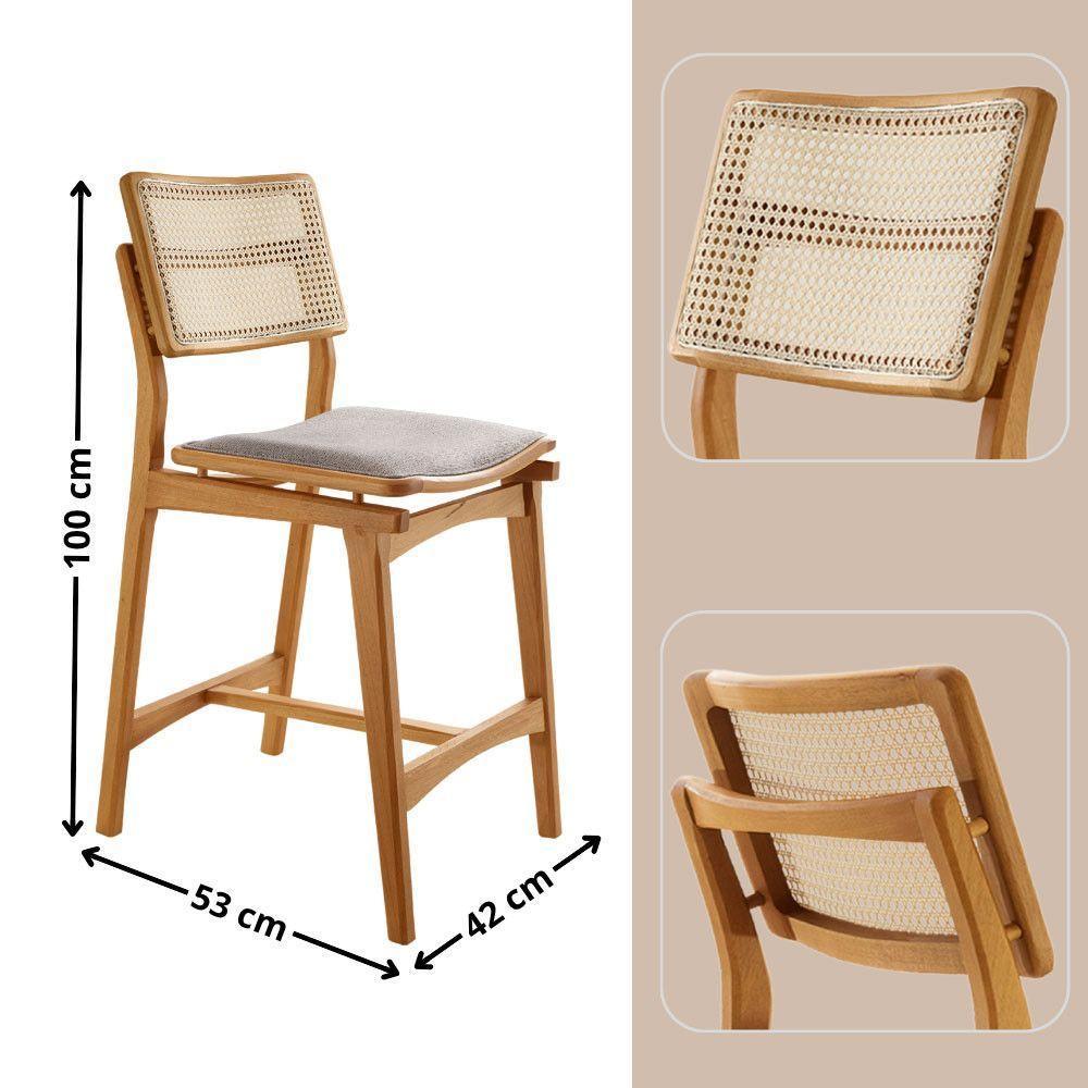 Conjunto Com 2 Banquetas Eva Premium Brisa Imbuia Natural - 2