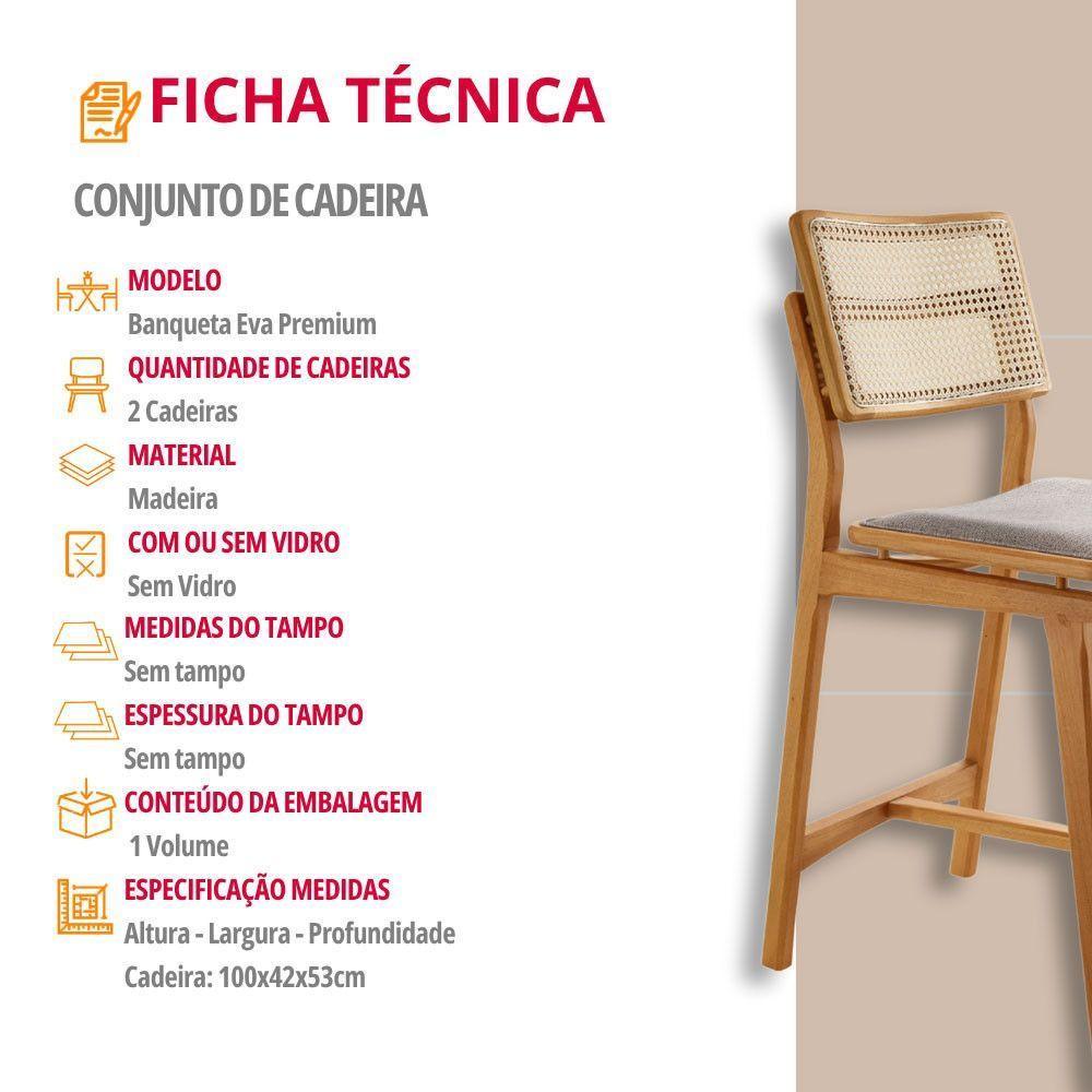 Conjunto Com 2 Banquetas Eva Premium Brisa Imbuia Natural - 5