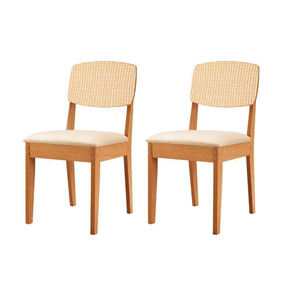 Conjunto Com 2 Cadeiras Mdf Copper Premium Veludo Creme Naturale - 1