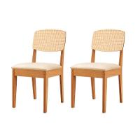 Conjunto Com 2 Cadeiras Mdf Copper Premium Veludo Creme Naturale - 1