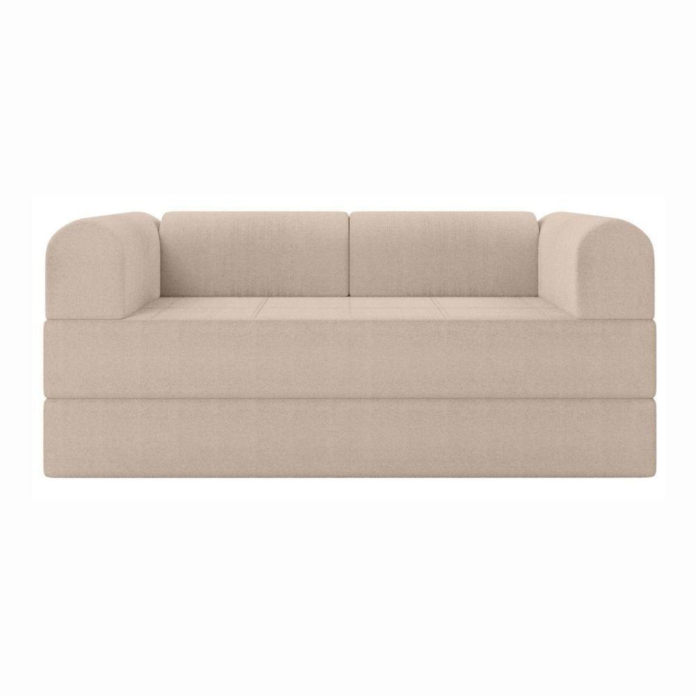 Sofá Na Caixa Modular 2 Lugares Linho Bege Para Sala Bege - 2