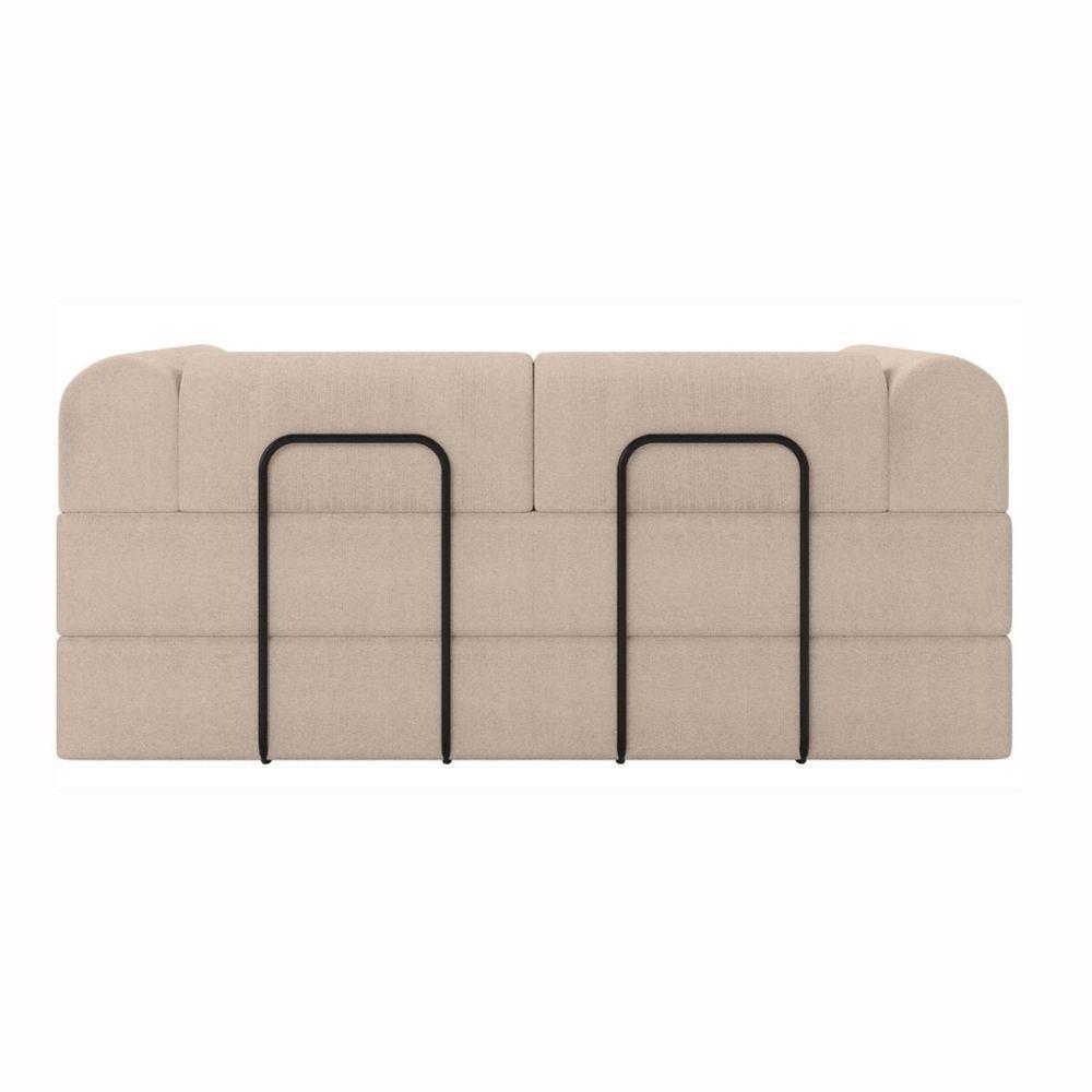 Sofá Na Caixa Modular 2 Lugares Linho Bege Para Sala Bege - 5