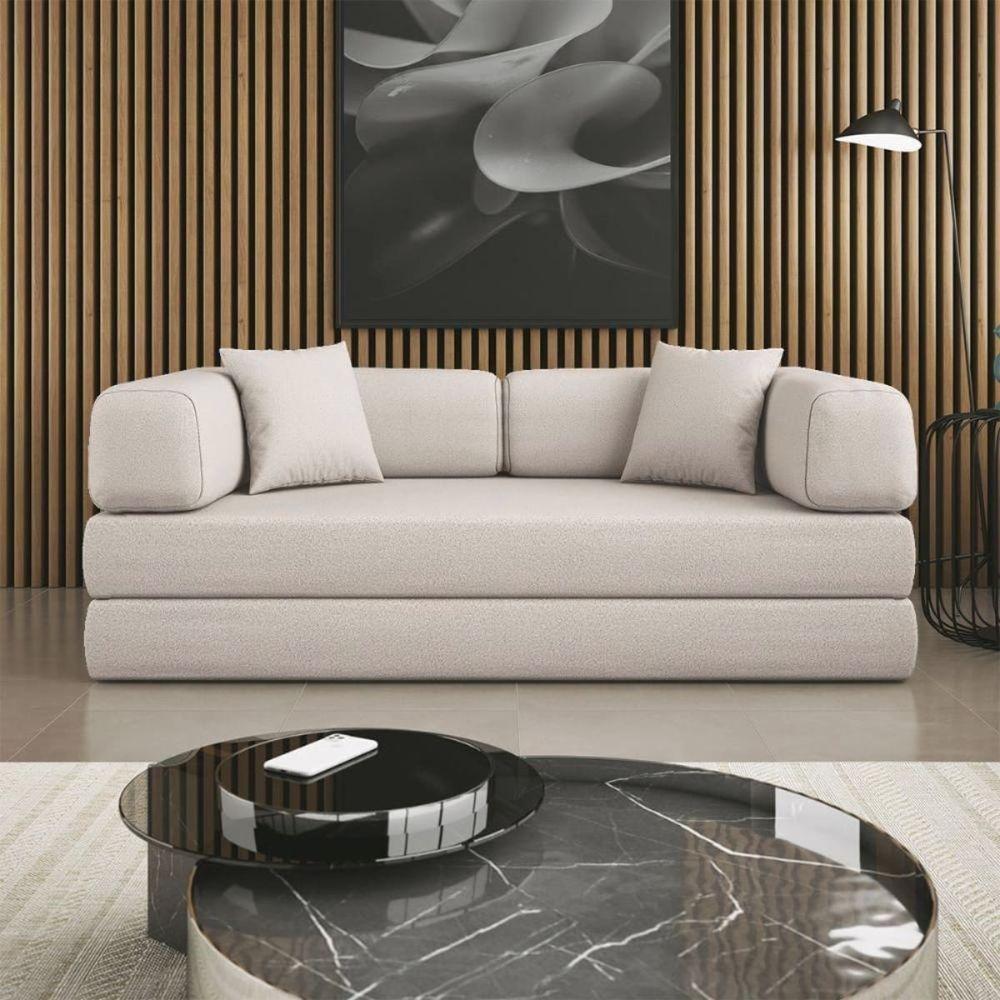 Sofá Na Caixa Modular 2 Lugares Linho Bege Para Sala Bege - 8