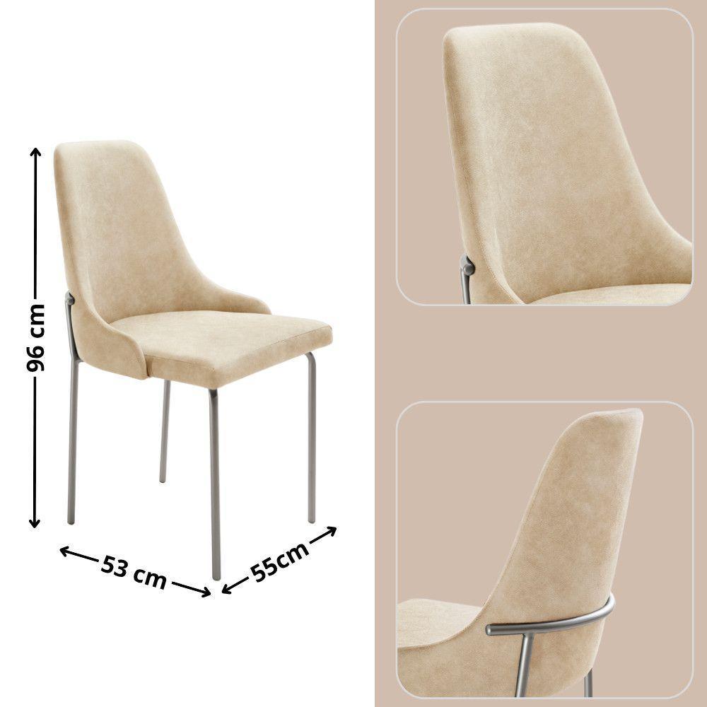 Conjunto Com 2 Cadeiras Metal Vicenza Moderna Mobilia Milano Prata - 3