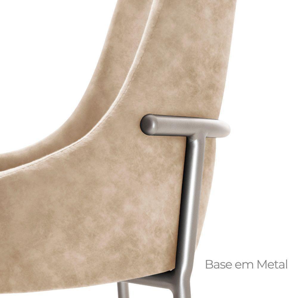 Conjunto Com 2 Cadeiras Metal Vicenza Moderna Mobilia Milano Prata - 5