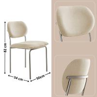 Conjunto Com 2 Cadeiras Metal Marchezine Moderna Mobilia Linho Off White Prata - 3
