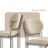Conjunto Com 2 Cadeiras Metal Marchezine Moderna Mobilia Linho Off White Prata