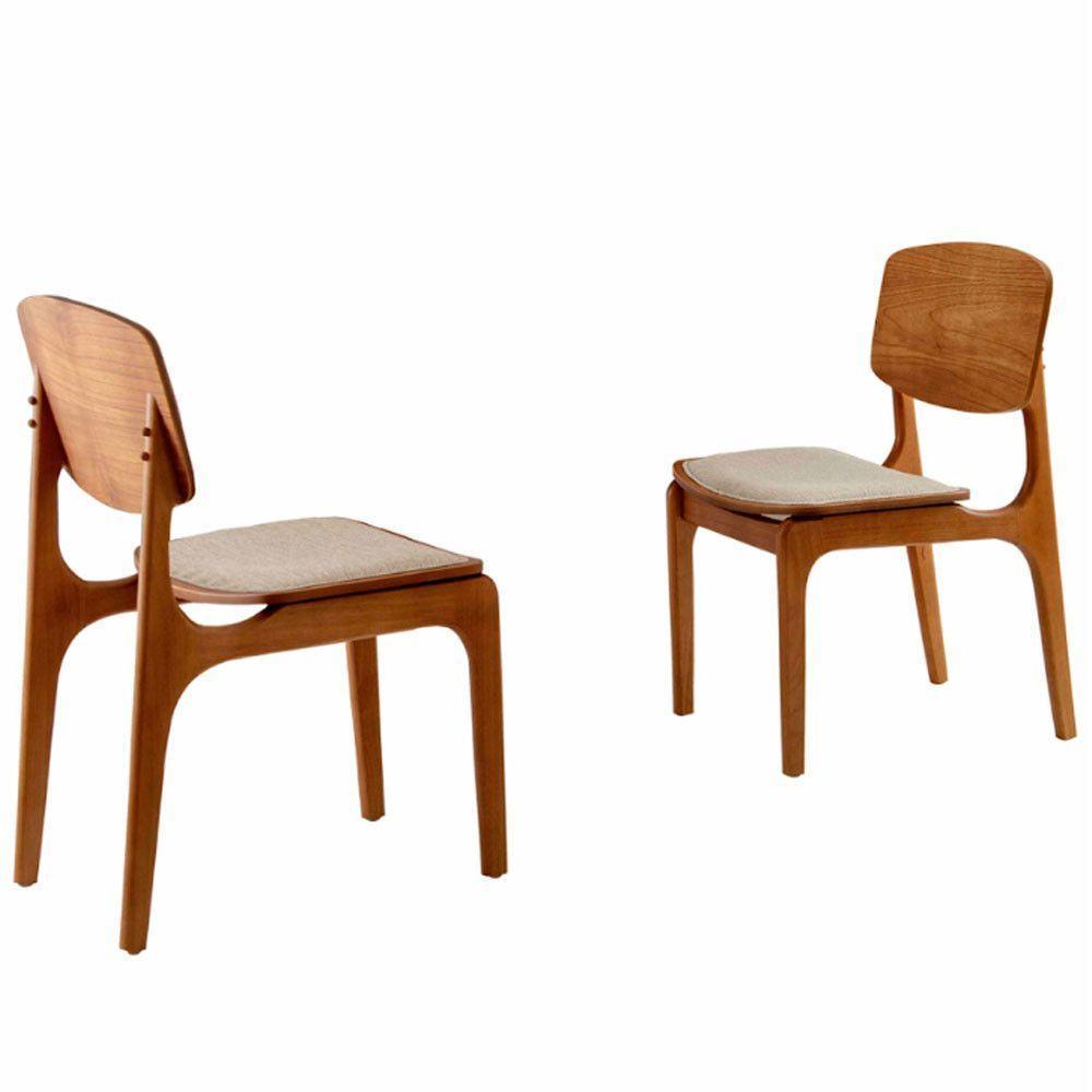 Conjunto Com 2 Cadeiras Malta Gold Moderna Mobília Linho Premium Imbuia Natural - 1