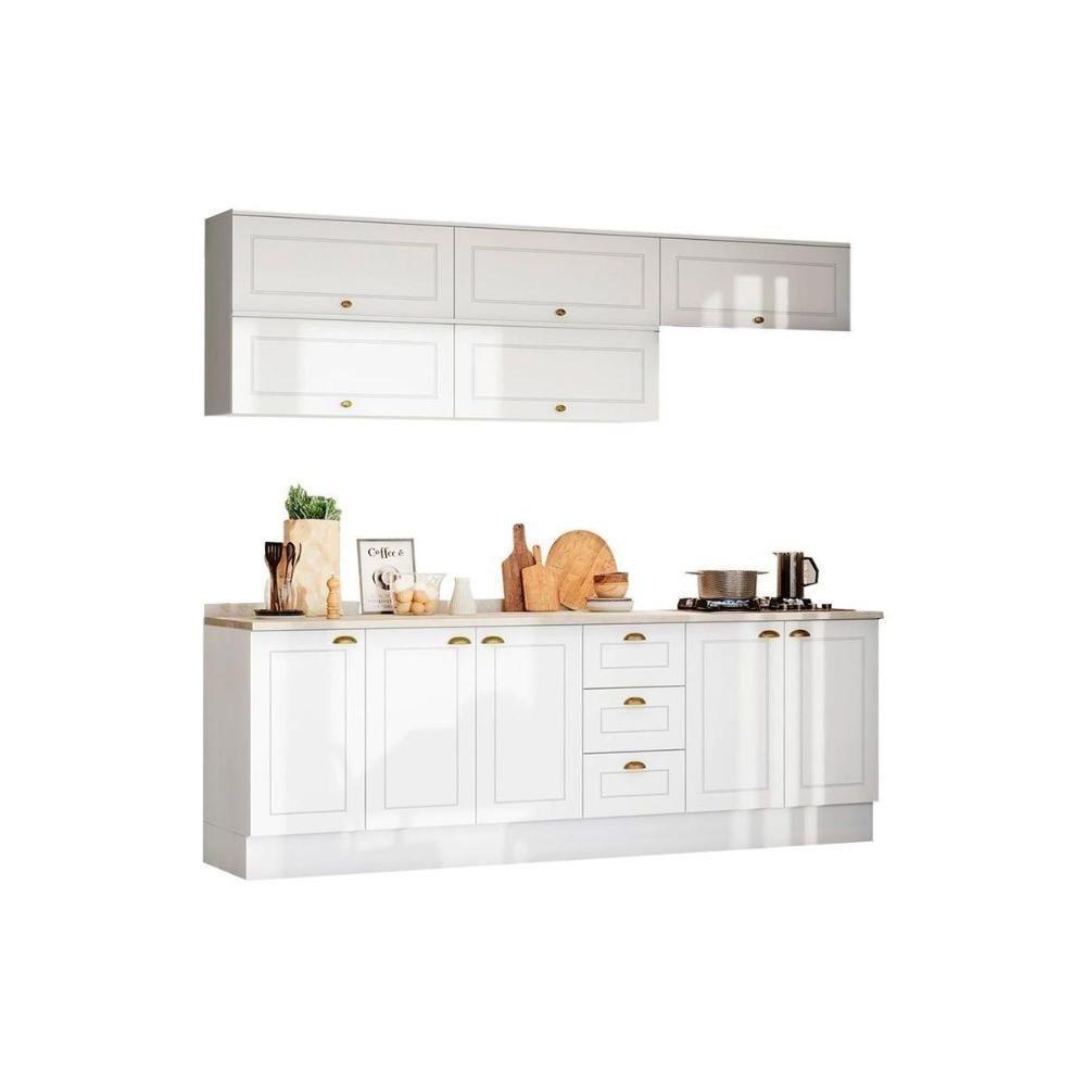 Cozinha Modulada Henn Americana 11pçs ( 5 Aéreos + 3 Balcões + 3 Tampos 1 P/ Cooktop ) Cz265 Branco - 4