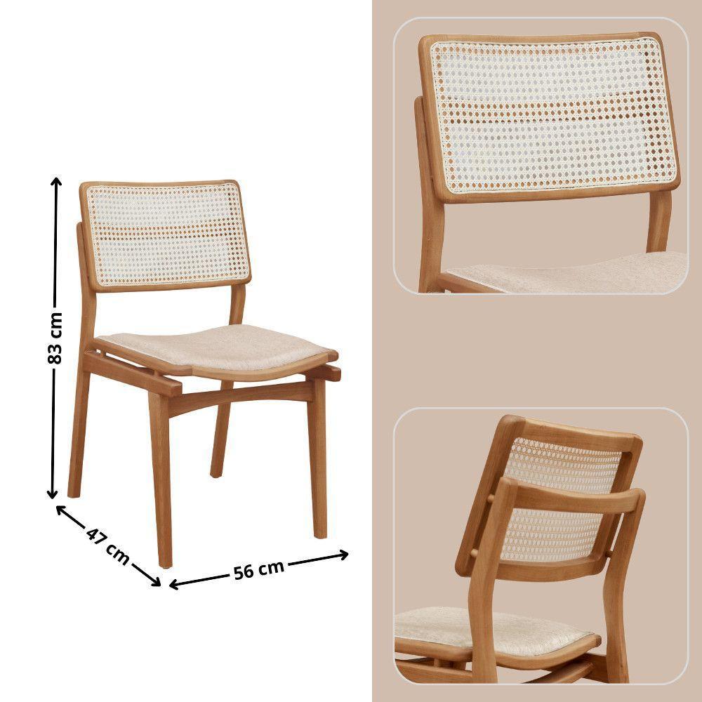 Conjunto Com 2 Cadeiras Madeira Eva Premium Linho Off Imbuia Natural - 2
