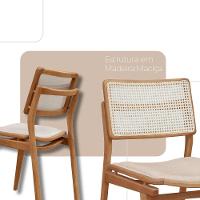 Conjunto Com 2 Cadeiras Madeira Eva Premium Linho Off Imbuia Natural - 3