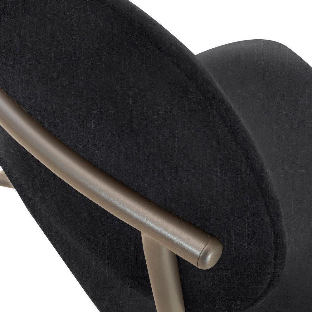 Conjunto Com 2 Cadeiras Metal Marchezine Moderna Mobilia Linho Preto Prata - 6